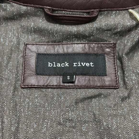 New BLACK RIVET Burgundy Leather Jacket Size Small - Picture 9 of 10